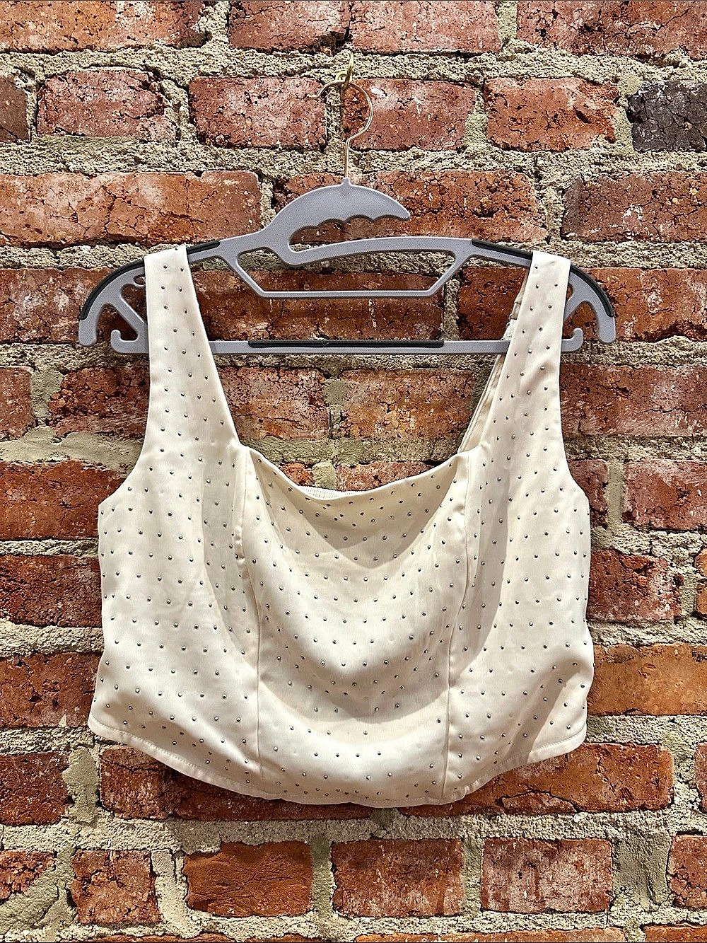 Wild Fable Studded Crop Tank Top White Size Medium Like New